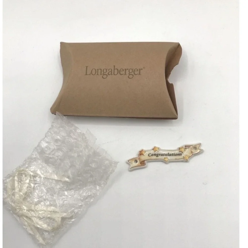 Longaberger Congratulations Tie-On Basket Accessory Ceramic Star‎ Banner 21-16